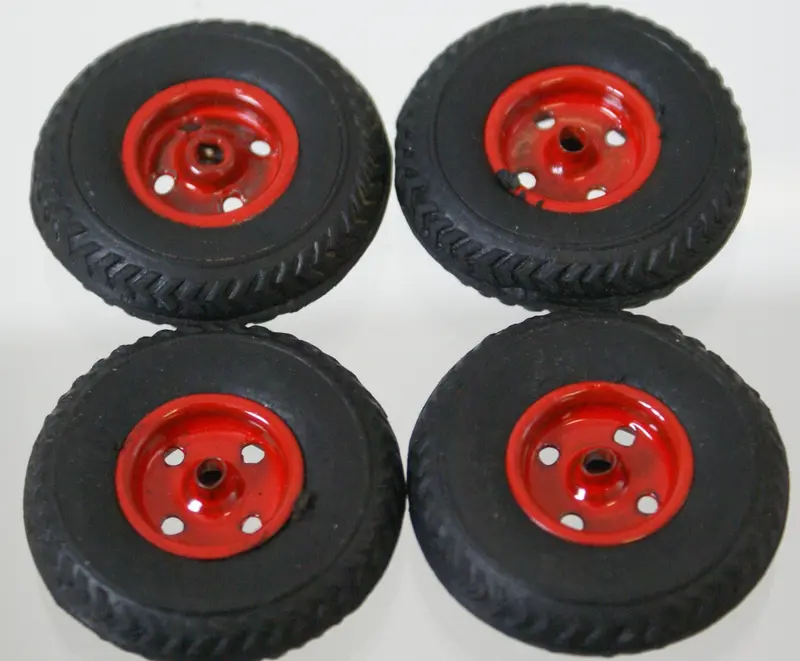 1-3/8" Vintage Toy Wheels With Painted Metal Hub. Original Set Of Four 1