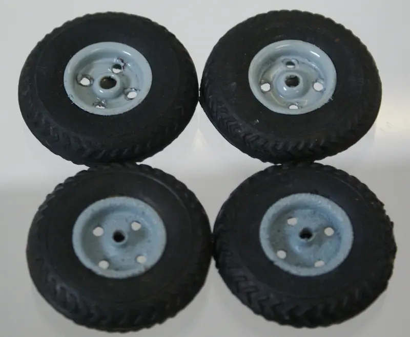 1-3/8" Vintage Toy Wheels With Painted Metal Hub. Original Set Of Four 2