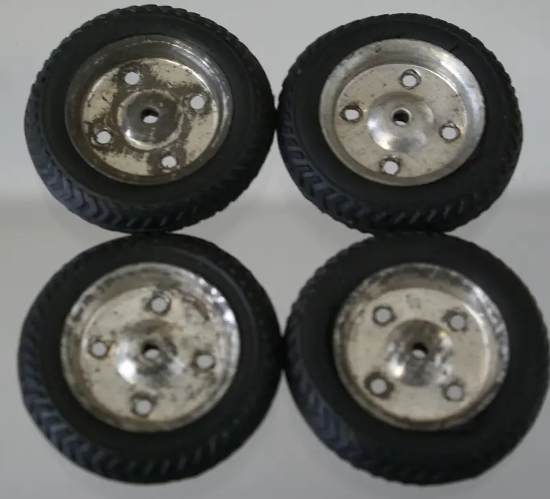 1-5/8" X 3/8" Vintage Toy Original Tire With Painted Hub. 3/32 Axle Size 2
