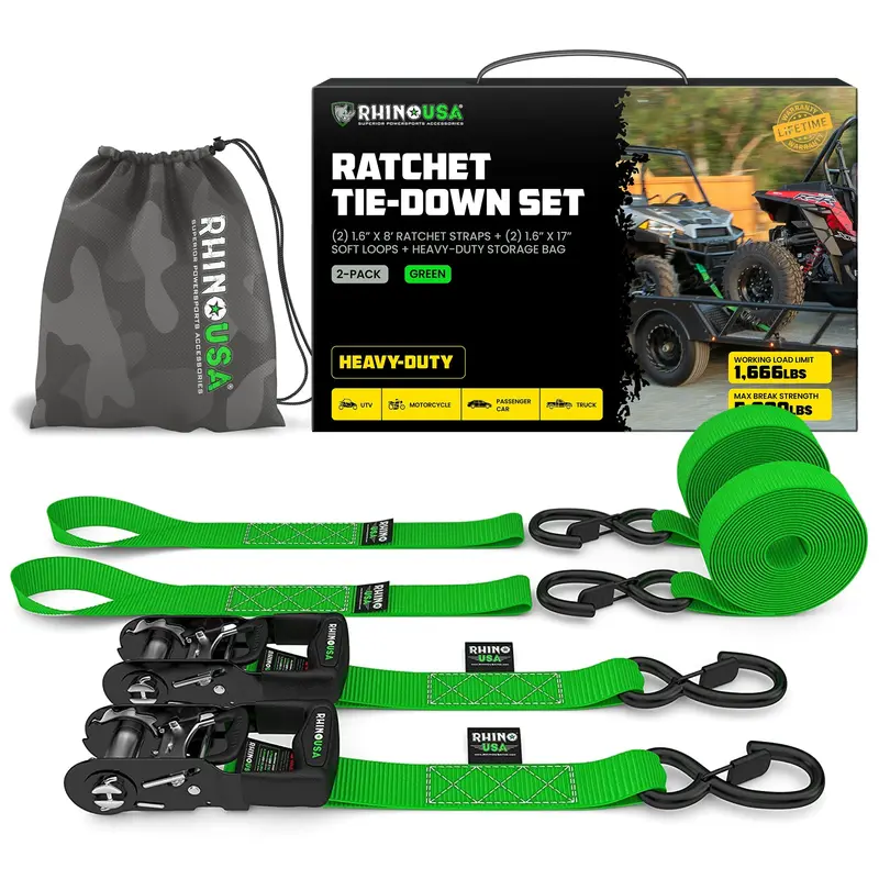 1.6" X 8' Hd Ratchet Tie-Down Set (2-Pack) 1
