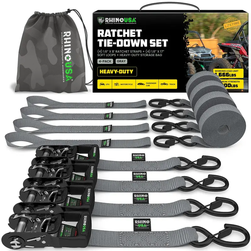 1.6" X 8' Hd Ratchet Tie-Down Set (4-Pack) 1