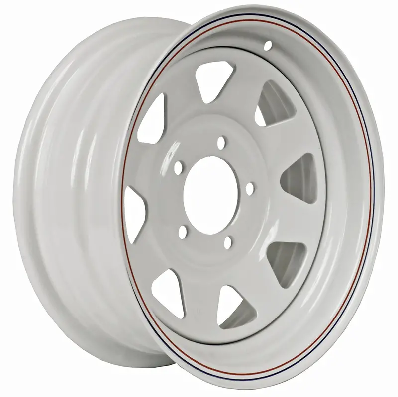 12"  White Steel Trailer Wheel 5 Bolt / Lug Fits 4.80-12  5.30-12 Tires 1
