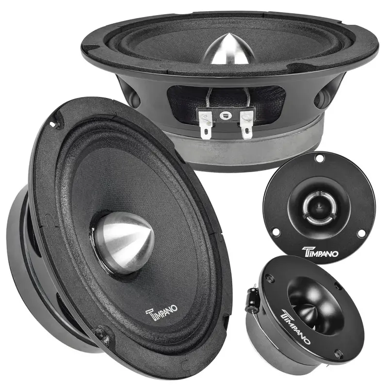 1600W Package 2X 6.5" Bullet Midrange + 2X Black Tweeters 1