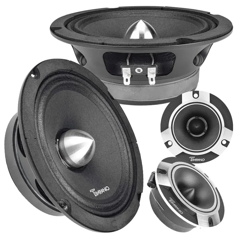 1600W Package 2X 6.5" Bullet Midrange + 2X Chrome Tweeters 1