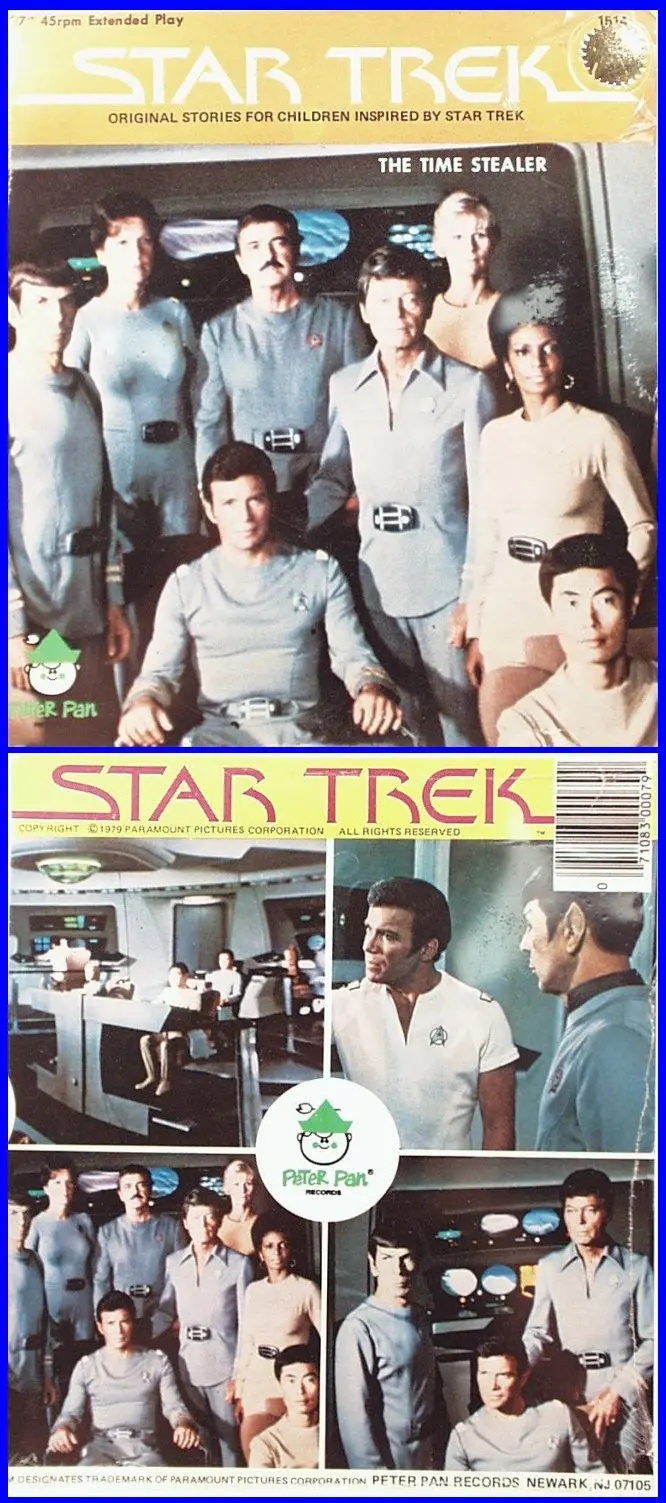 1979 Star Trek 45 Record Album Peter Pan The Time Stealer 1