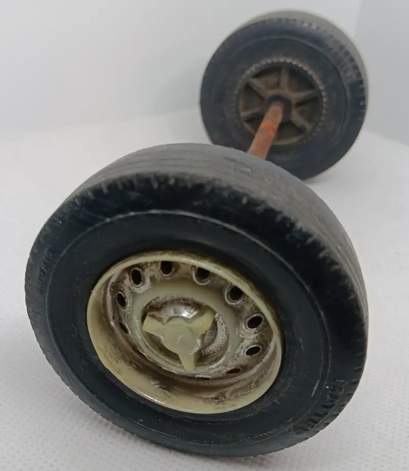 2-3/4" Vintage Mattel Wheels On Axle.  Embossed Mattel And 600X10 1