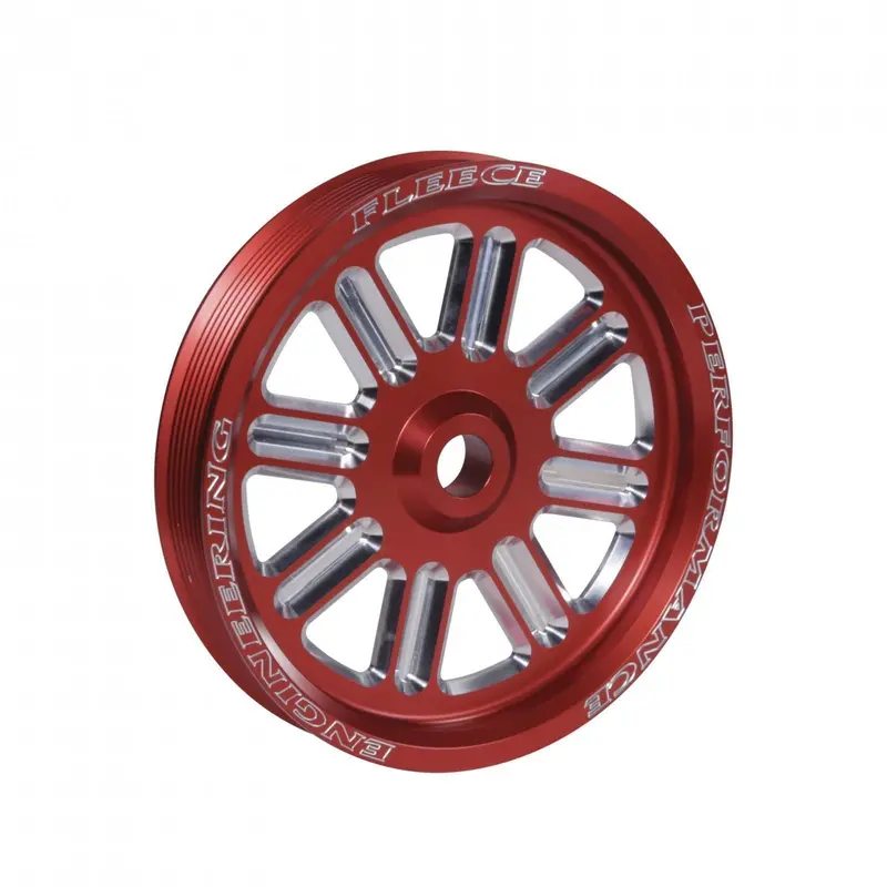 2003-2018 Cummins 5.9L/6.7L Spoke Design Dual Pump Pulley Fleece Red (Fpe-34211-Red-Spk) 1
