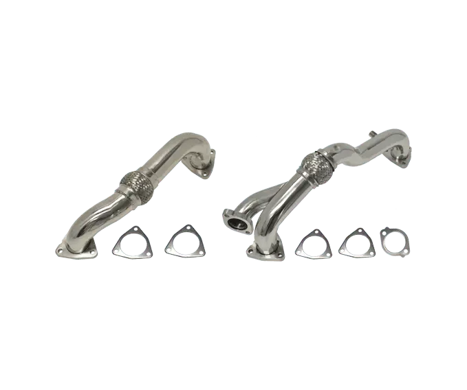 2008-2010 Powerstroke 6.4L Stock Replacement Pipes W/Gaskets & O2 Sensor Bungs Non-Race (Flo-30800) 1