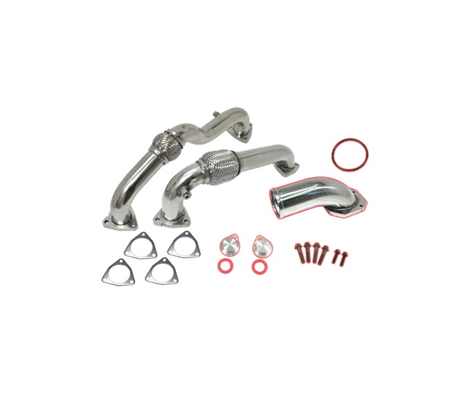 2008-2010 Powerstroke 6.4L Up-Pipes W/ Gaskets & O2/Ebp Sensor Bungs Includes Egr/Cooler Block And Polished Intake Race (Flo-30800Egr) 1