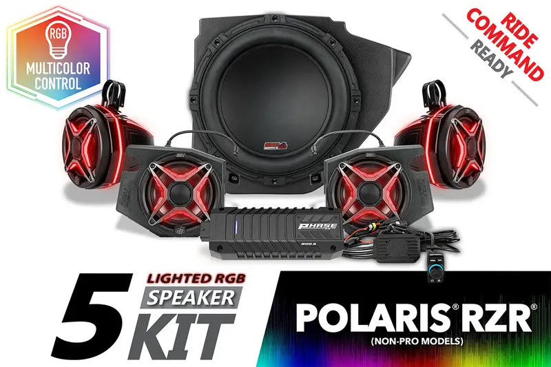 2014-2023 Polaris Rzr V-Spec 5-Speaker Plug-&-Play Kit For Ride Command 1