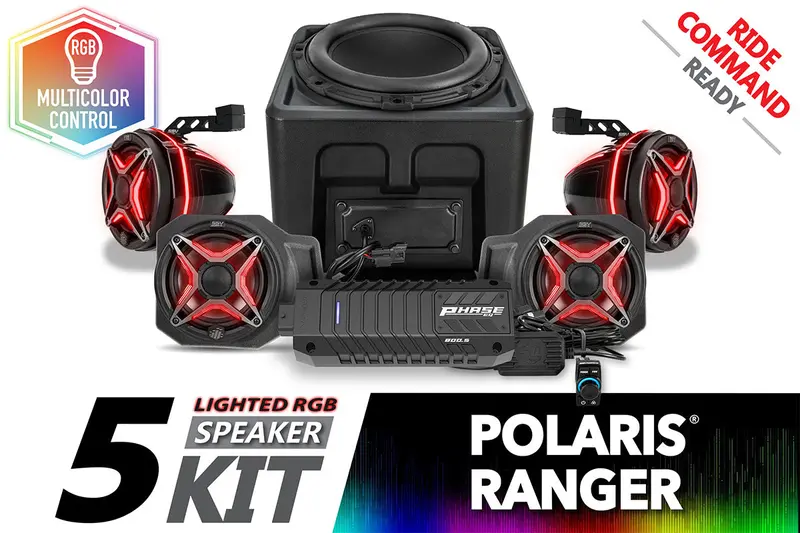 2018-2024 Polaris Ranger Xp1000 V-Spec 5-Speaker Audio System For Ride Command 1