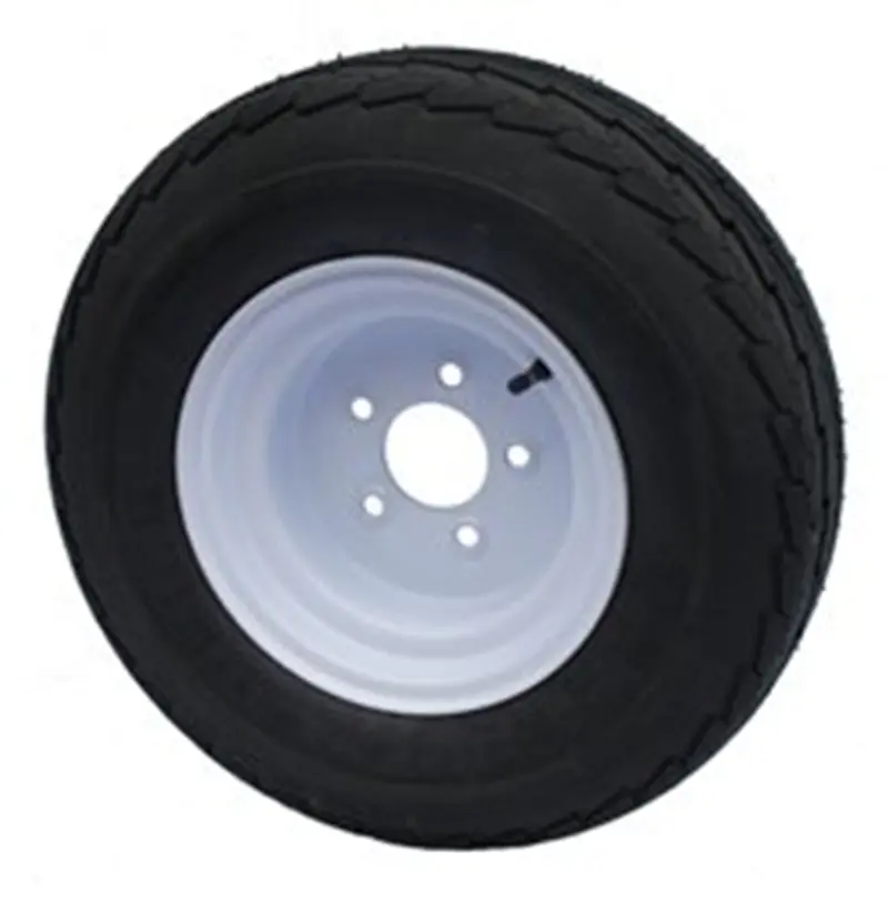 4.80-8 Major Brand Load Range C 6 Ply Rated Trailer Service Tire & Wheel Assembly On 5 Bolt / Lug  White Steel Wheel 1