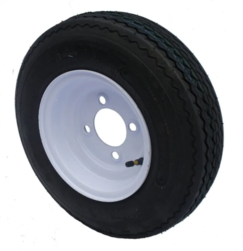 4.80-8 Major Brand Load Range C  Trailer Service Tire & Wheel Assembly On 4 Bolt / Lug White Steel Wheel 1