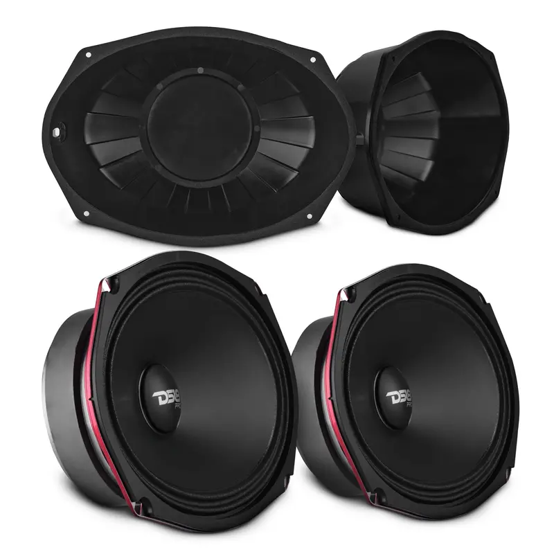 6X9” Motorcycle Audio Bundle – Shallow Water-Resistant Midrange Loudspeakers + Sealed Abs Baffles (Pair) | High Output, Easy Install 1