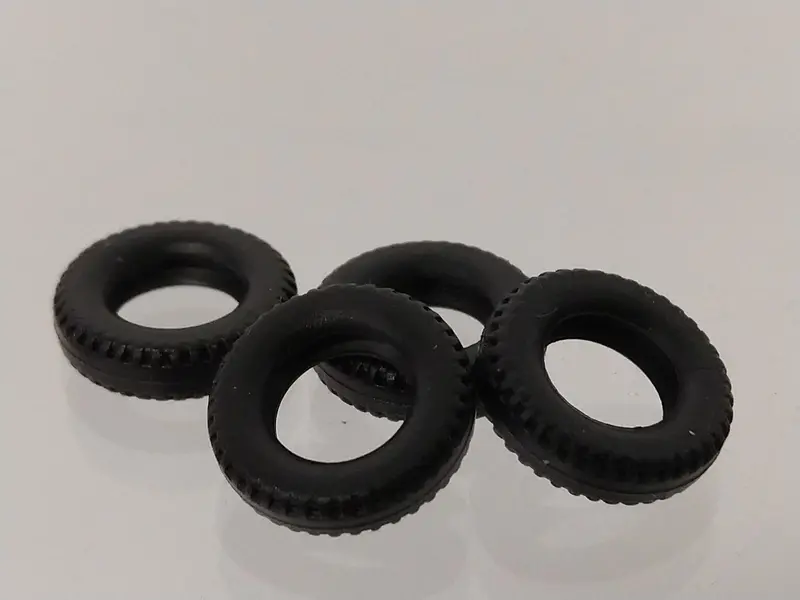 9/16Th Black Tire : Set Of 4 Treaded Tires : Marked Dunlop 1