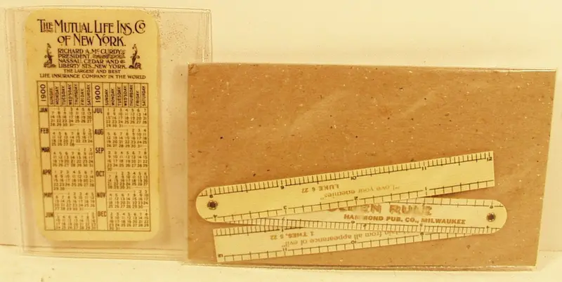 Advertising Celluloid Calendar & Ruler Calendar Is Dated 1900 1