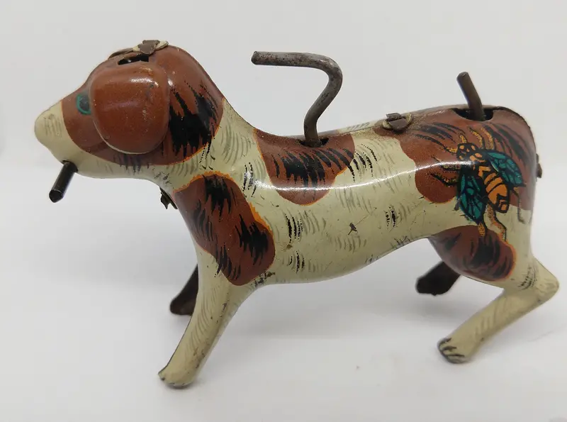 Alps Japanese Tinplate Dog And Walking Stick. 3" 1