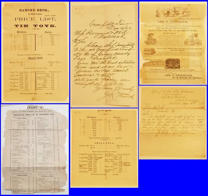 Assorted Pages & Information On Early Toys 1800'S 1