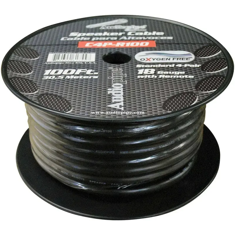 Audiopipe C4p-R-100 Speed Cable 100' 9 Wire; 4 Pr. Speakers + Remote 1