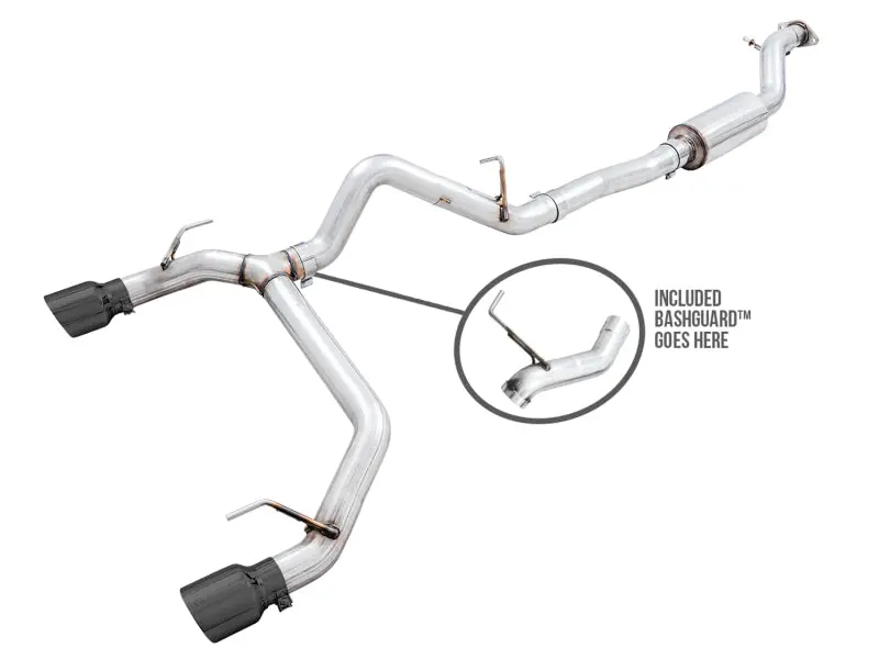 Awe Tuning 0Fg Dual Rear Exit Exhaust With Bashguard And Diamond Black Tips | 2021+ Ford Bronco 1