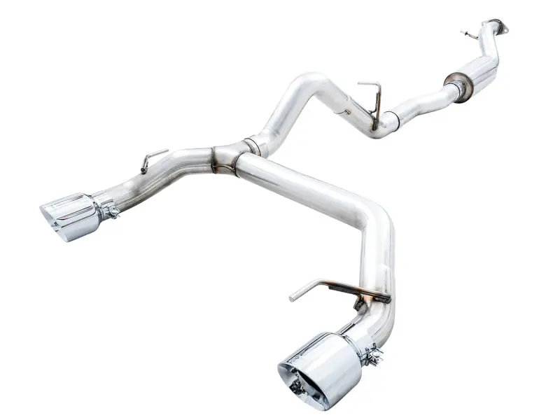 Awe Tuning 0Fg Dual Rear Exit Exhaust With Chrome Silver Tips And Bashguard | 2021+ Ford Bronco 1