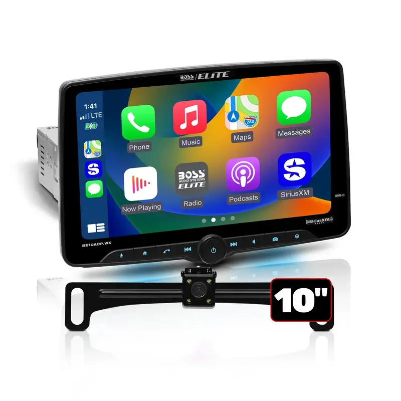 Boss Elite Be10acp.Wxc 10.1" Single Din Touchscreen W/ Wireless Apple Carplay/Android Auto Xm Ready + Camera 1