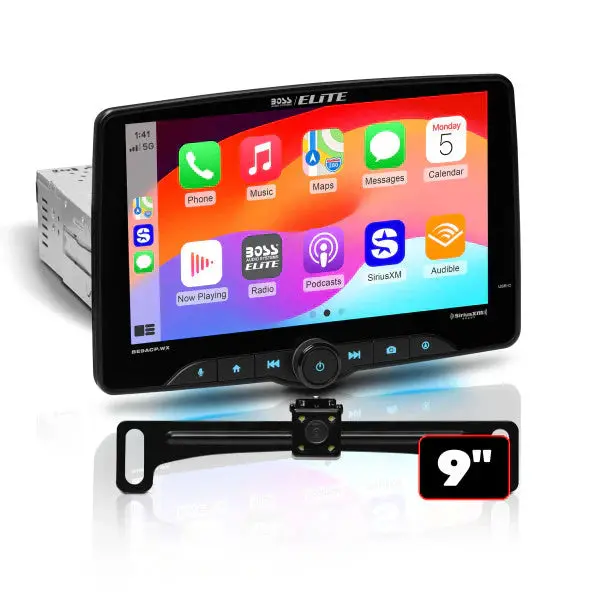 Boss Elite Be9acp.Wxc 9" Single Din Touchscreen W/ Wireless Apple Carplay/Anroid Auto Xm Ready + Camera 1