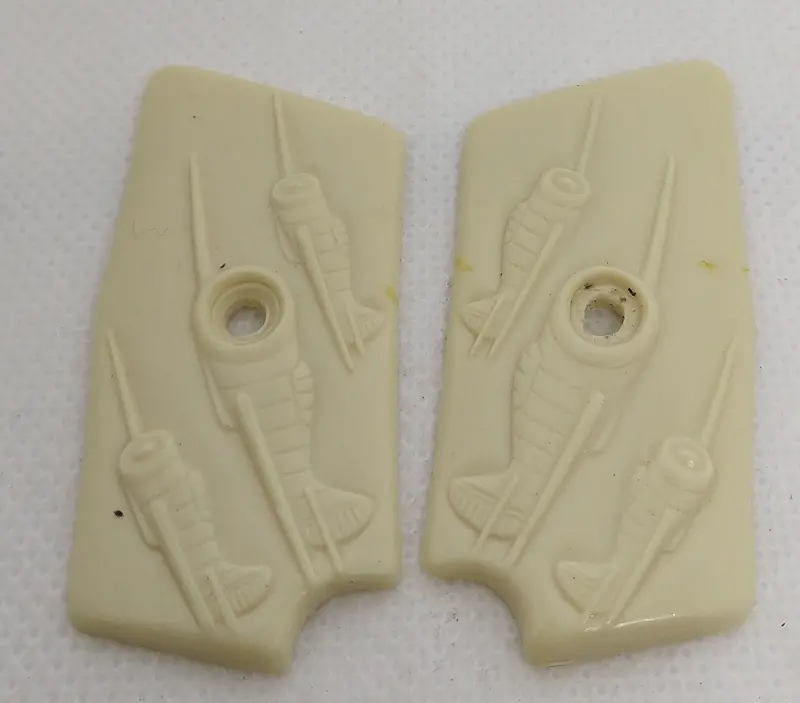 Cast Iron Capgun Grips Spitfires Embossed On Handles. 1