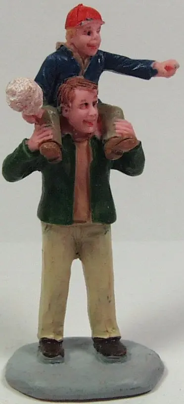 Dad Carrying Little Boy With Cotton Candy 2-5/8 In. Train Figure 1