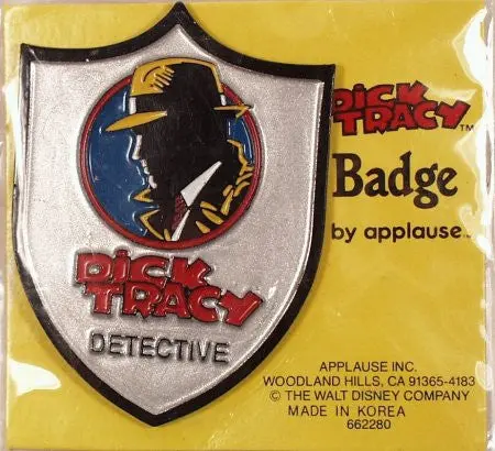 Dick Tracy Metal Detective Badge On Card Walt Disney 1
