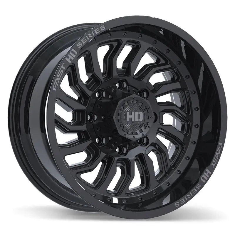Fast Hd D-Struct 20X10.0 8X180 Et-15 125.1 Gloss Black With Grey Milling 1