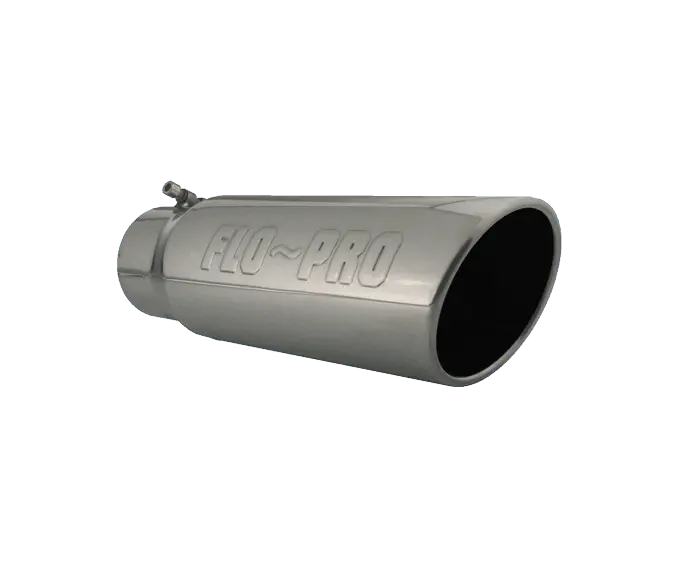 Flo-Pro Exhaust Tip 4" - 5" X 15" Rolled Angle Cut Stainless (4515Fb) 1