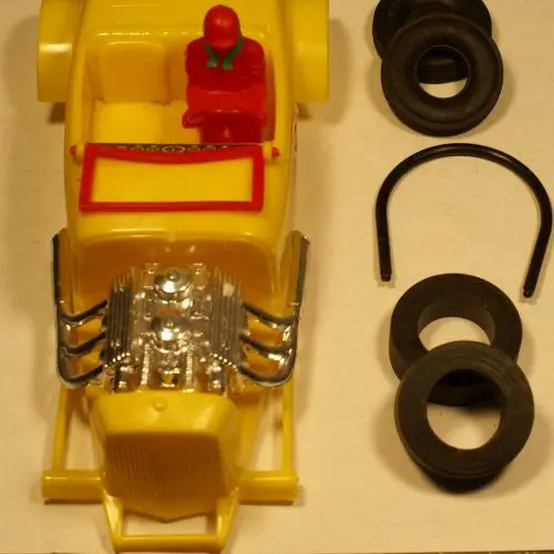 Herkimer Model Stock Car Yellow Body Slicks And Roll Bar. 1