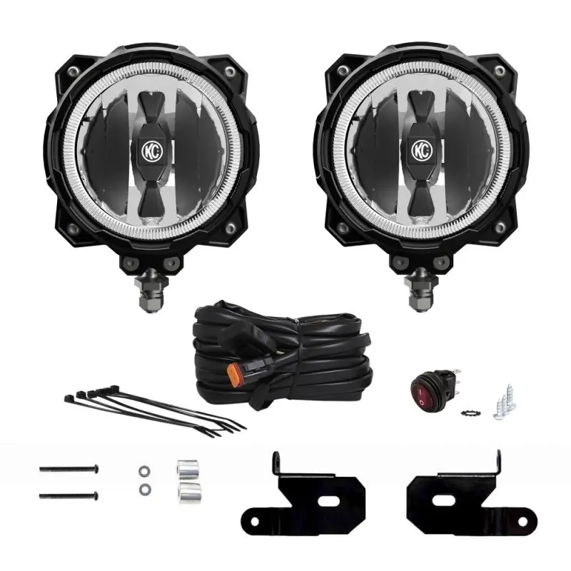 Kchilites 6" Pro6 Gravity Led-Pillar Mount 2-Light System | '18-'24 Jl Wrangler/ '20-'24 Jt Gladiator 1