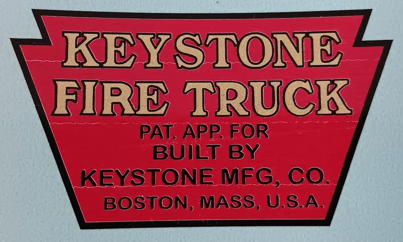 Keystone Fire Truck Decal.  2-1/2" X 2" 1