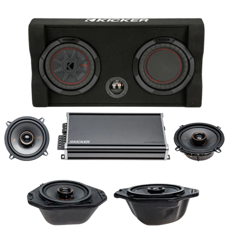 Kicker Plug & Play Full System 4-Speaker, 5-Channel Amp, Sub Bundle Upgrade | '97 - '06 Tj Wrangler 1