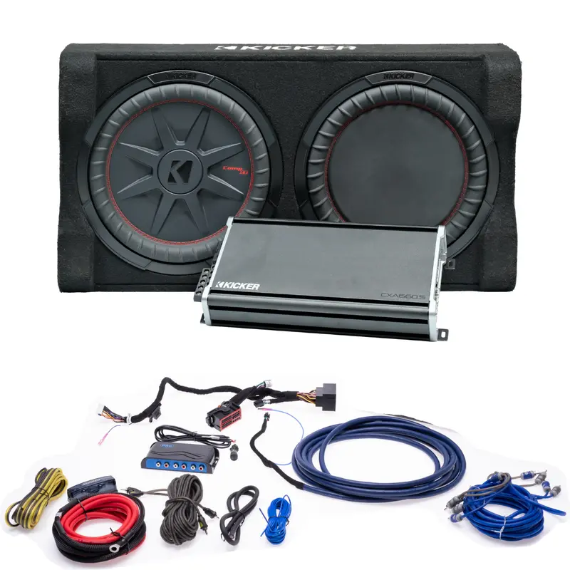 Kicker Plug & Play Full System 5 Channel Amplifier And Subwoofer Bundle  | '18- '23 Jl Wrangler/ '20- '23 Jt Gladiator 1