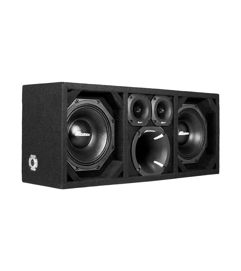 Ktpon-208Fullbk / Dual 8" Black/Black  Loaded Ported Box (With Tweeters + Driver) 1