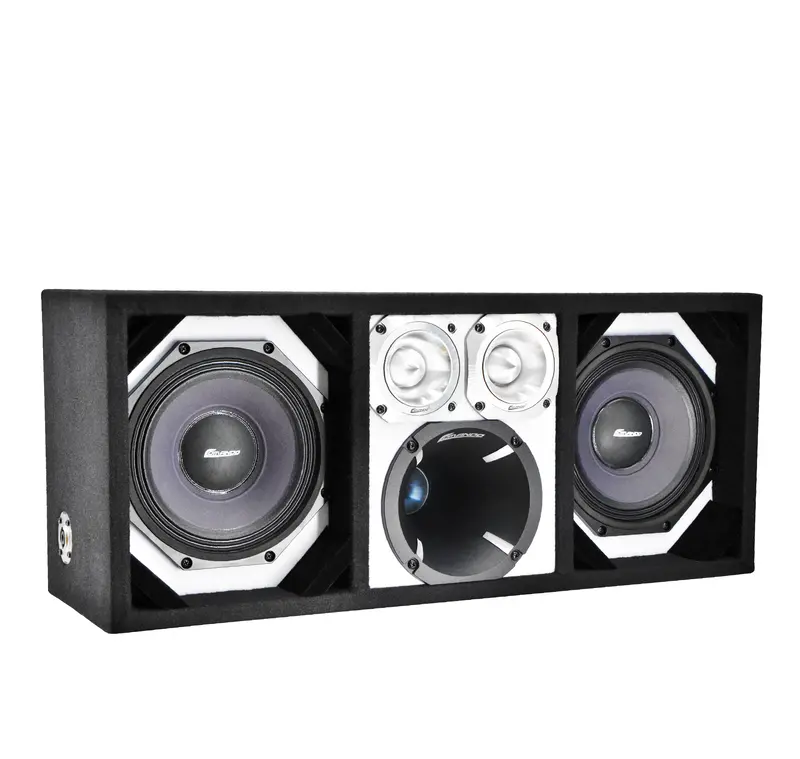 Ktpon-208White / Dual 8" White/Black  Loaded Ported Box (With Tweeters + Driver) 1