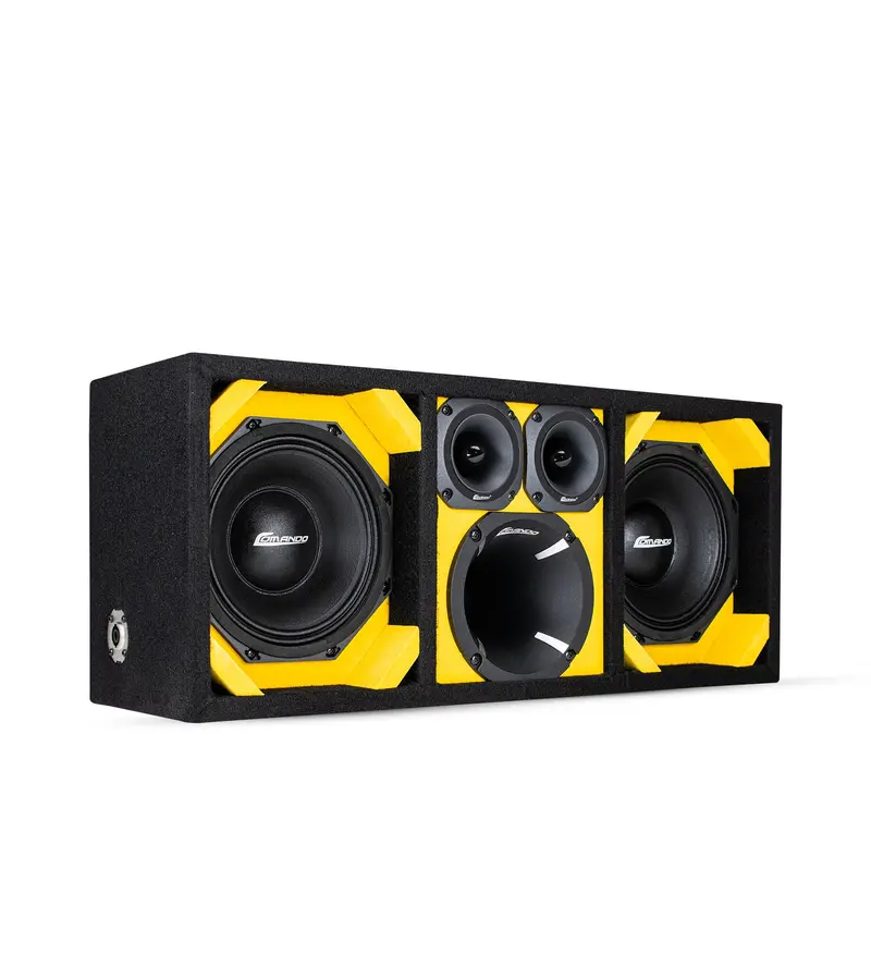 Ktpon-208Yellow / Dual 8'' Yellow/Black Loaded Ported  Box (Tweeters + Driver) 1
