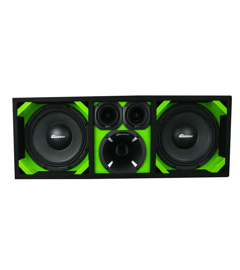 Ktpon-210Lime / Dual 10" Lime/Black  Loaded Ported  Box (With Tweeters + Driver) 1