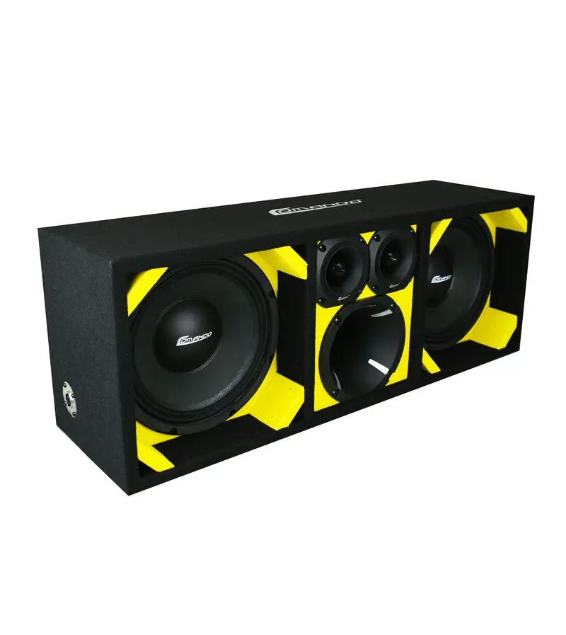 Ktpon-210Yellow / Dual 10" Yellow/Black  Loaded Ported Box (With Tweeters + Driver) 1