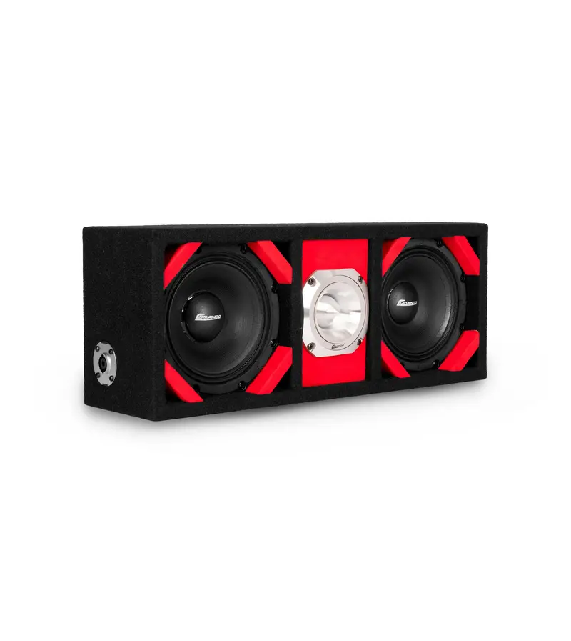 Ktponv2-206Red / Dual 6" Red Loaded Ported Box + 1 Tweeter 1