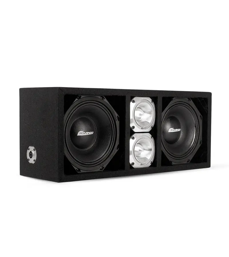 Ktponv2-208Black / Dual 8" Black Loaded Ported Box + 2 Tweeter 1