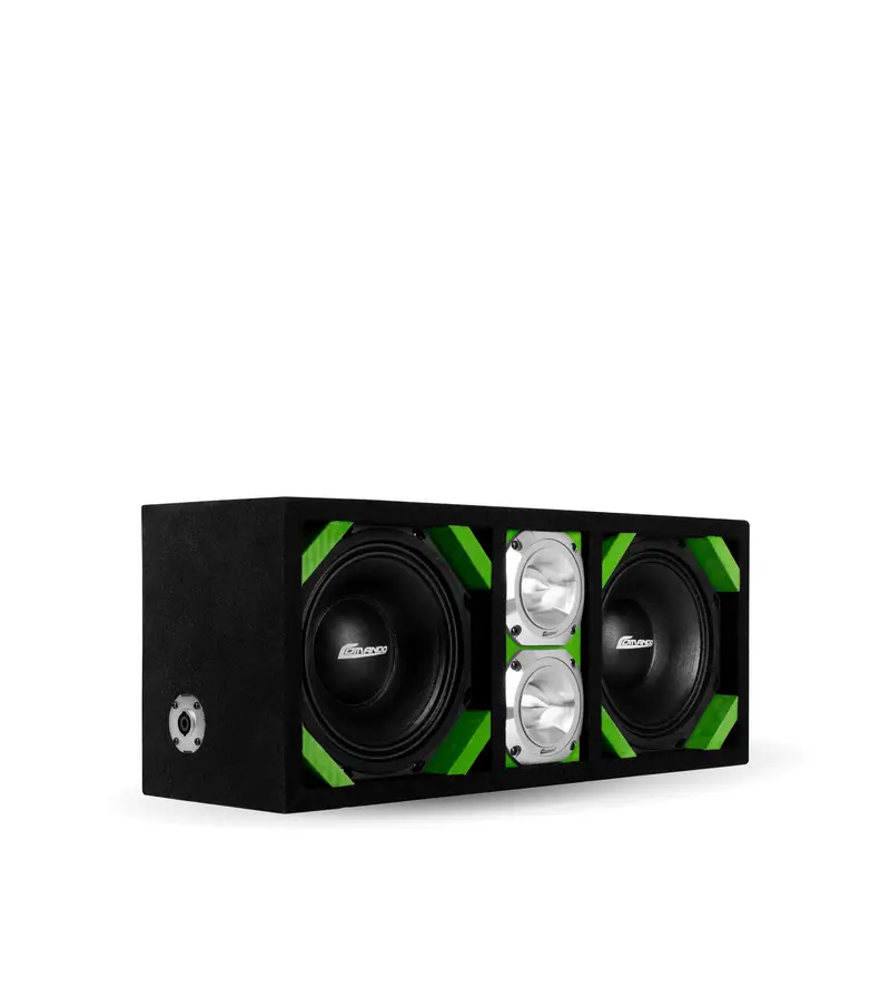 Ktponv2-208Lime / Dual 8" Lime Loaded Ported Box + 2 Tweeter 1