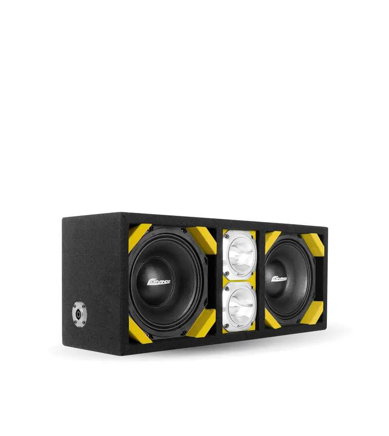 Ktponv2-208Yellow / Dual 8" Yellow Loaded Ported Box + 2 Tweeter 1