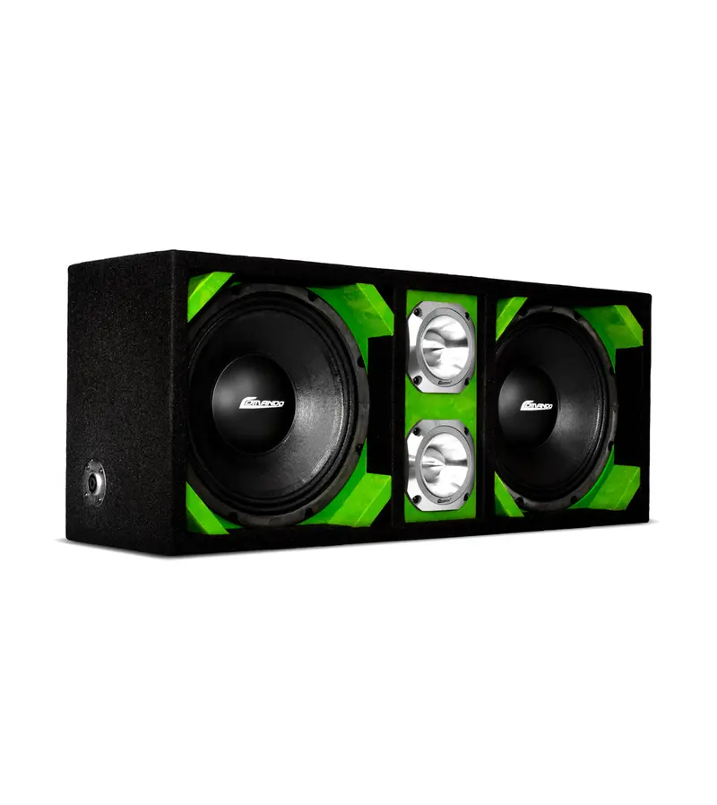 Ktponv2-210Lime / Dual 10" Lime Loaded Ported Box + 2 Tweeter 1
