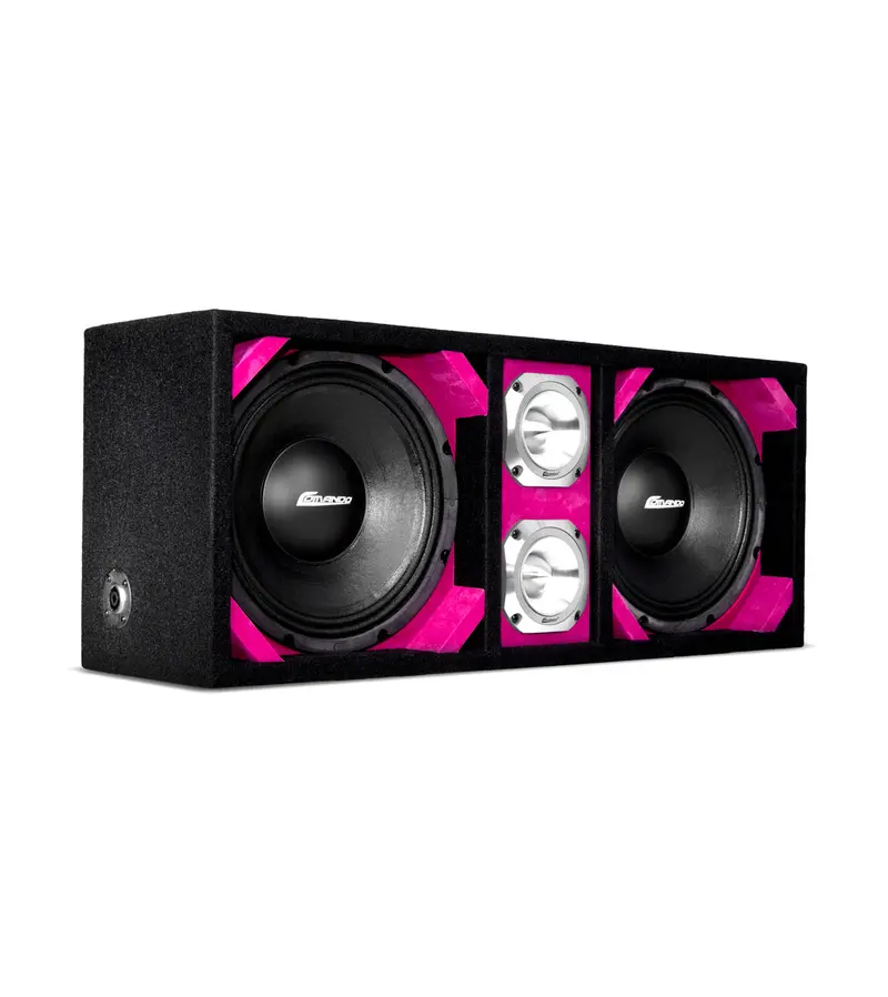 Ktponv2-210Pink / Dual 10" Pink Loaded Ported Box + 2 Tweeter 1