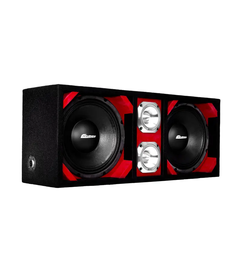 Ktponv2-210Red / Dual 10" Red Loaded Ported Box + 2 Tweeter 1
