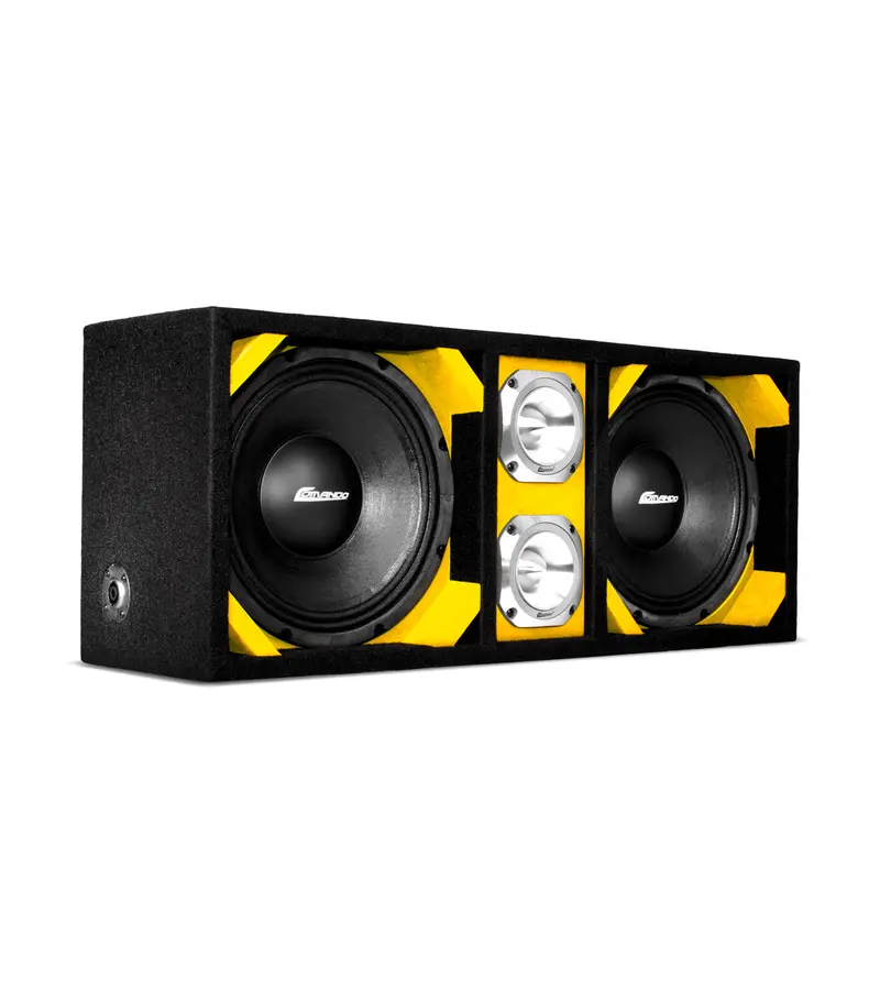 Ktponv2-210Yellow / Dual 10" Yellow Loaded Ported Box + 2 Tweeter 1